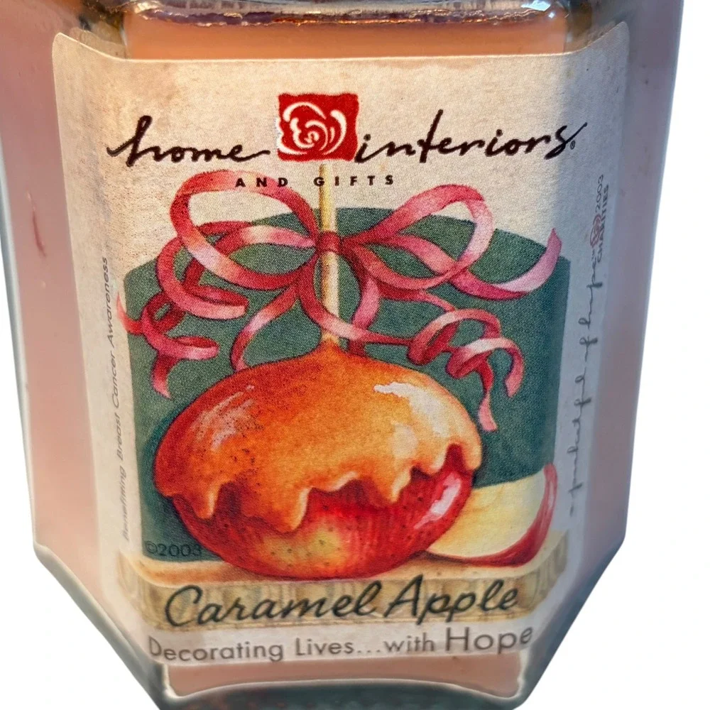 Home Interiors Caramel Apple 2003 Orange Glass Vintage Scented Candle 7.5oz New